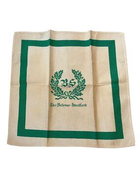 Vintage Bellevue Stratford Linen Napkin Philadelphia Hotel Souvenir 15.5x16